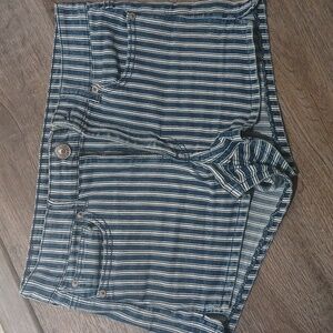 Stripped Jean Shorts